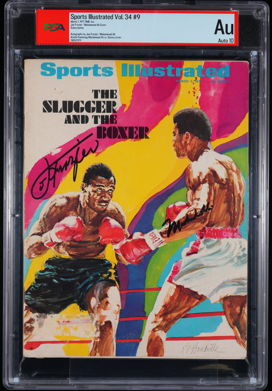 Joe Frazier/Muhammad Ali Signed 1971 Sports Illustrated Magazine AUTO 10 PSA/DNA