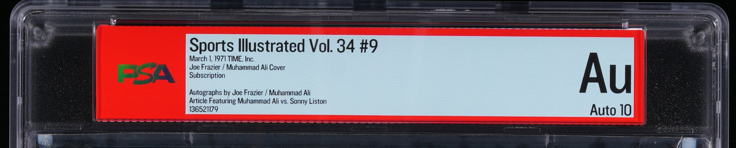 Joe Frazier/Muhammad Ali Signed 1971 Sports Illustrated Magazine AUTO 10 PSA/DNA