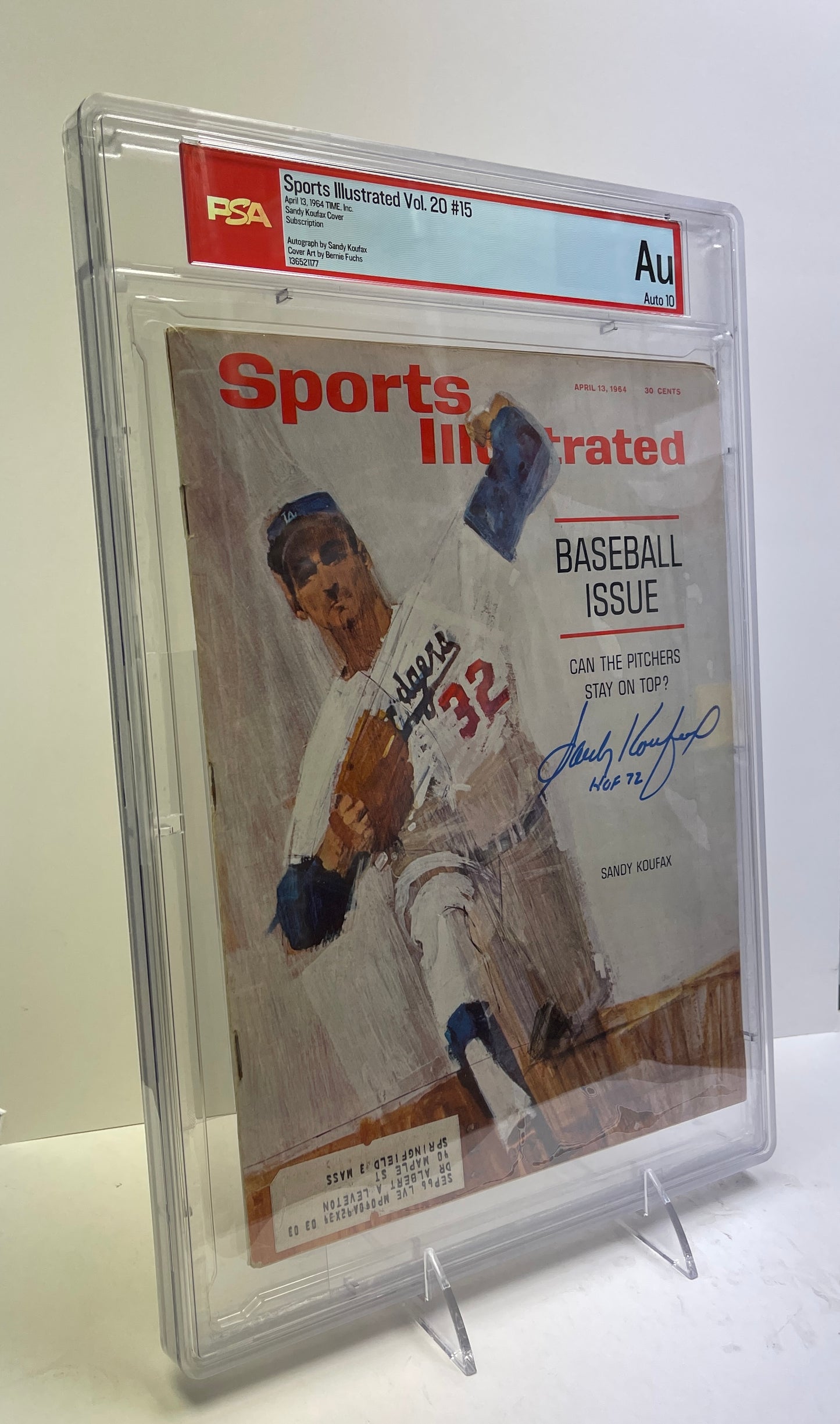 Sandy Koufax HOF Signed/Inscr 1964 Sports Illustrated Magazine AUTO 10 PSA/DNA