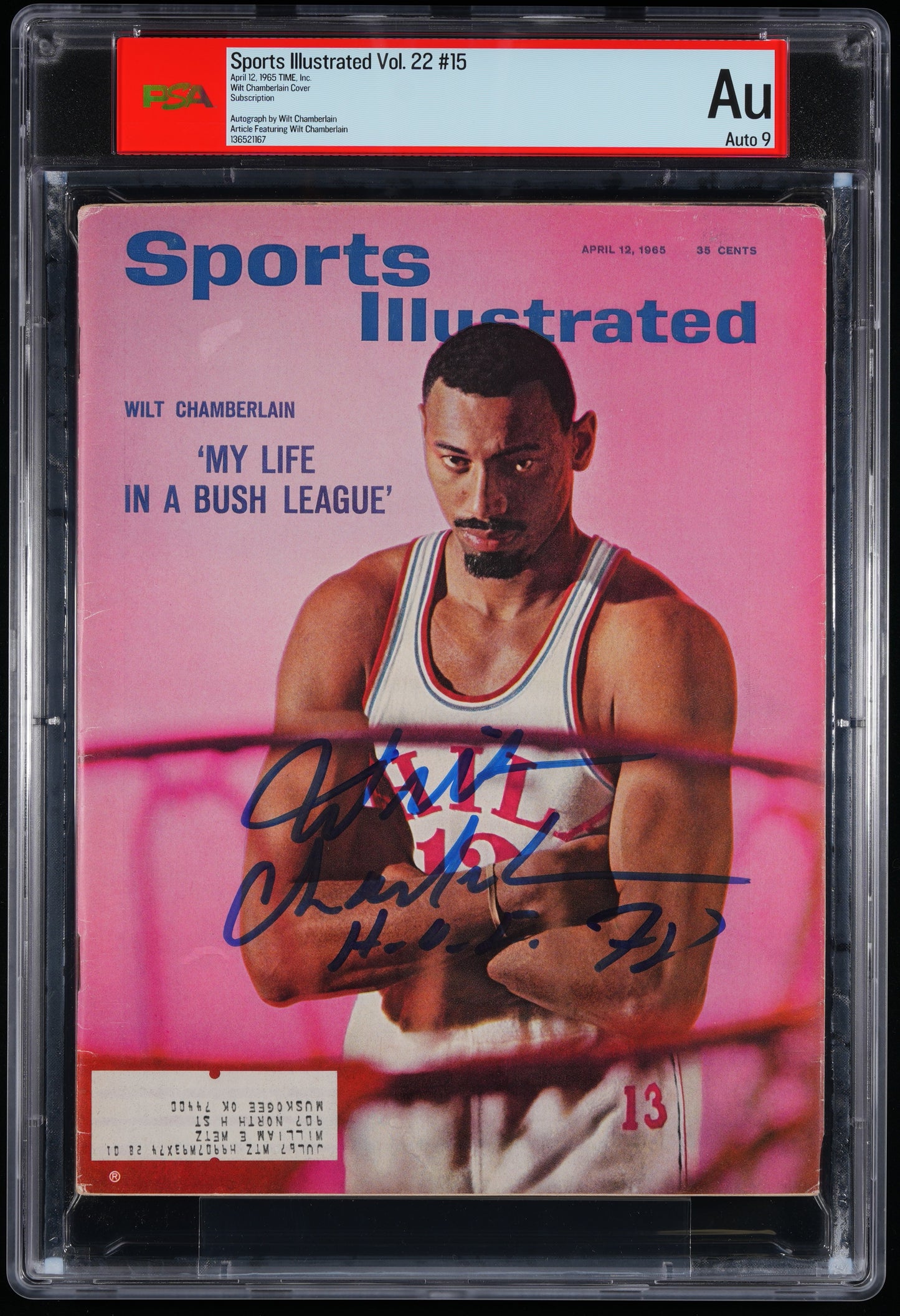 Wilt Chamberlain Signed 1965 Sports Illustrated Magazine AUTO 9 PSA/DNA 206076