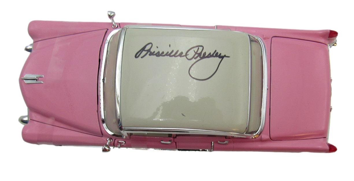 Pricilla Presley Signed 1:18 Scale 1955 Pink Cadillac Diecast Car JSA 204896