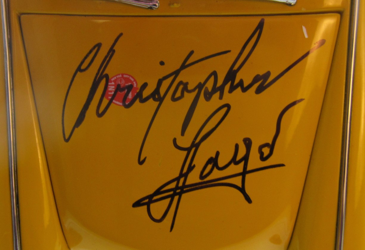 Christopher Lloyd Signed 1:18 Scale Vintage Yellow Taxi Cab Diecast JSA 204897