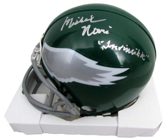 Michael Rispoli Signed/Inscr Eagles Mini Football Helmet "Invincible" JSA 207761