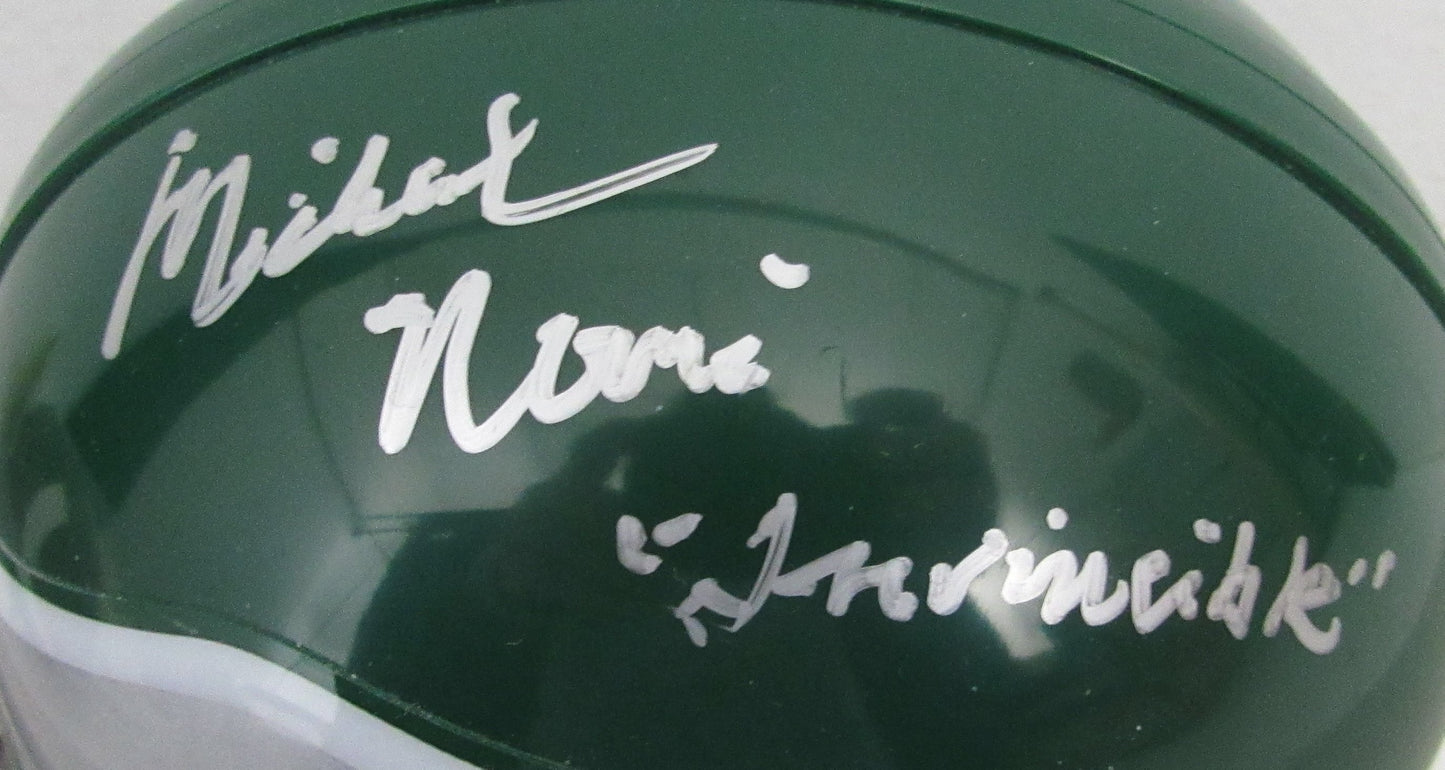 Michael Rispoli Signed/Inscr Eagles Mini Football Helmet "Invincible" JSA 207761