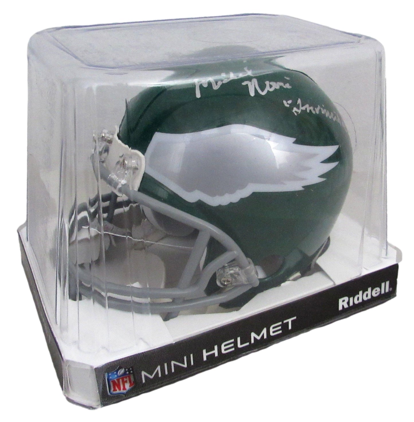 Michael Rispoli Signed/Inscr Eagles Mini Football Helmet "Invincible" JSA 207761