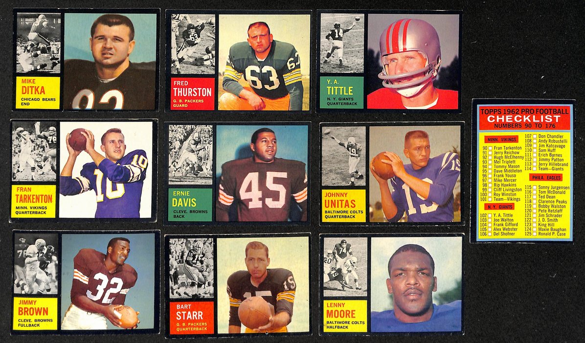 1962 Topps Football Card Complete Set (1-176) Brown Unitas Ditka Taylor 207532