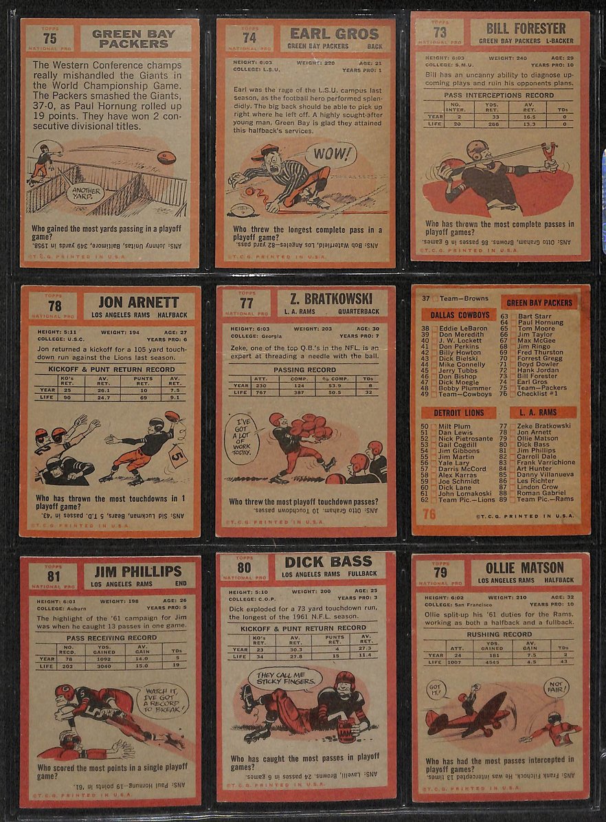1962 Topps Football Card Complete Set (1-176) Brown Unitas Ditka Taylor 207532