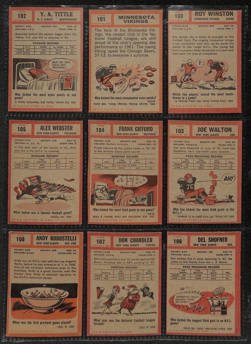 1962 Topps Football Card Complete Set (1-176) Brown Taylor Ditka Unitas 207529