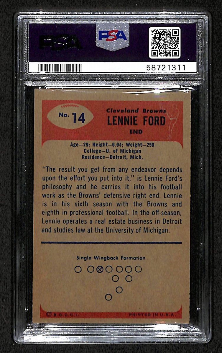 Len Ford 1955 Bowman Card # 14 Cleveland Browns PSA 4 BA207575