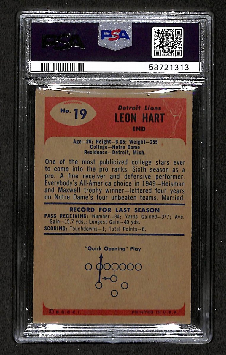 Leon Hart 1955 Bowman Card # 19 Detroit Lions PSA 5 BA207577