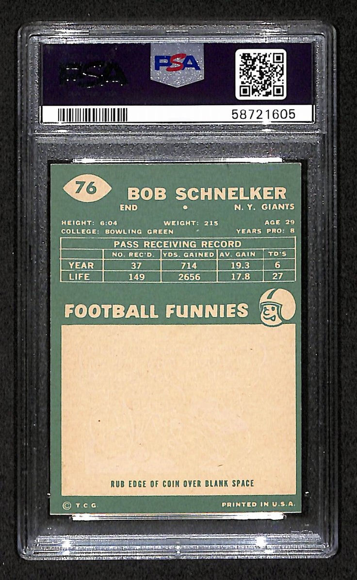 Bob Schnelker 1960 Topps Card # 76 New York Giants PSA 6 BA207582