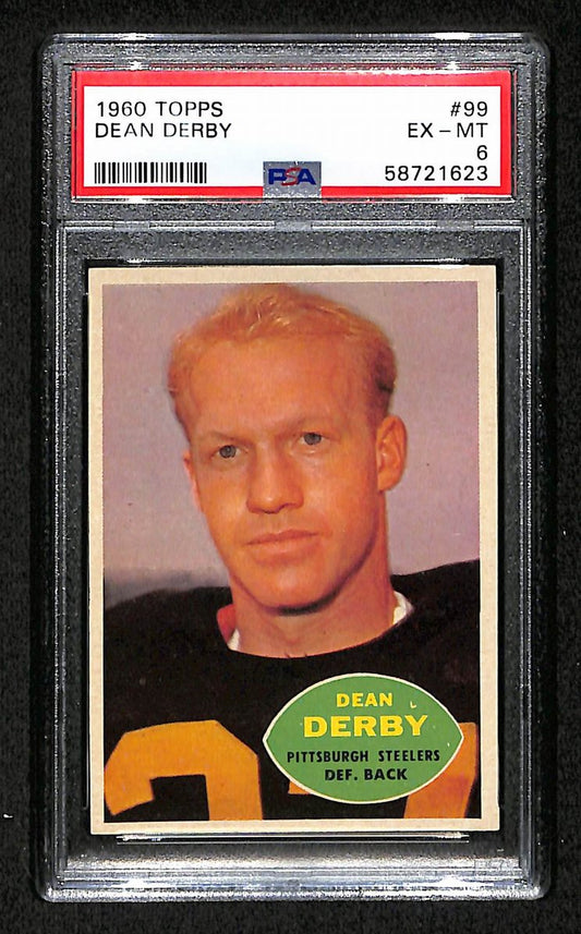 Dean Derby 1960 Topps Card # 99 Pittsburgh Steelers PSA 6 BA207588