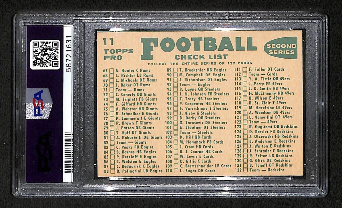 Baltimore Colts 1960 Topps Card # 11 Team Card PSA 4 BA207589