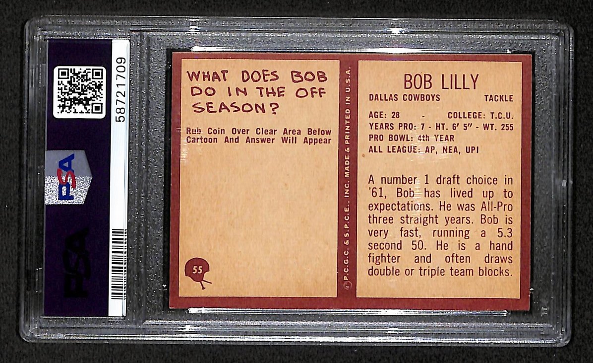 Bob Lilly 1967 Philadelphia Card # 55 Dallas Cowboys PSA 5 BA207598