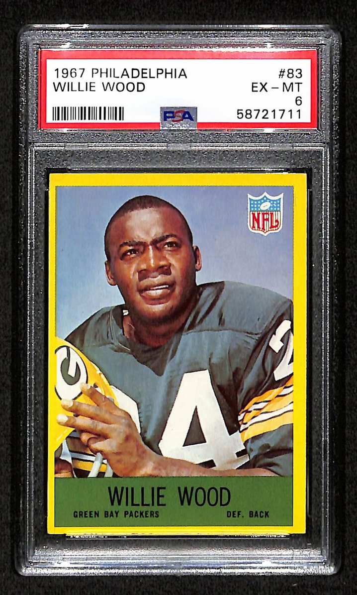 Willie Wood 1967 Philadelphia Card # 83 Green Bay Packers PSA 6 BA207599