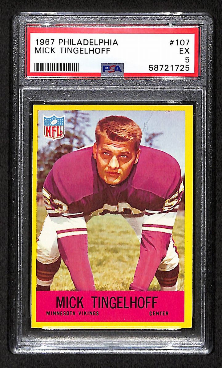 Mick Tingelhoff 1967 Philadelphia Card # 107 Minnesota Vikings PSA 5 BA207603