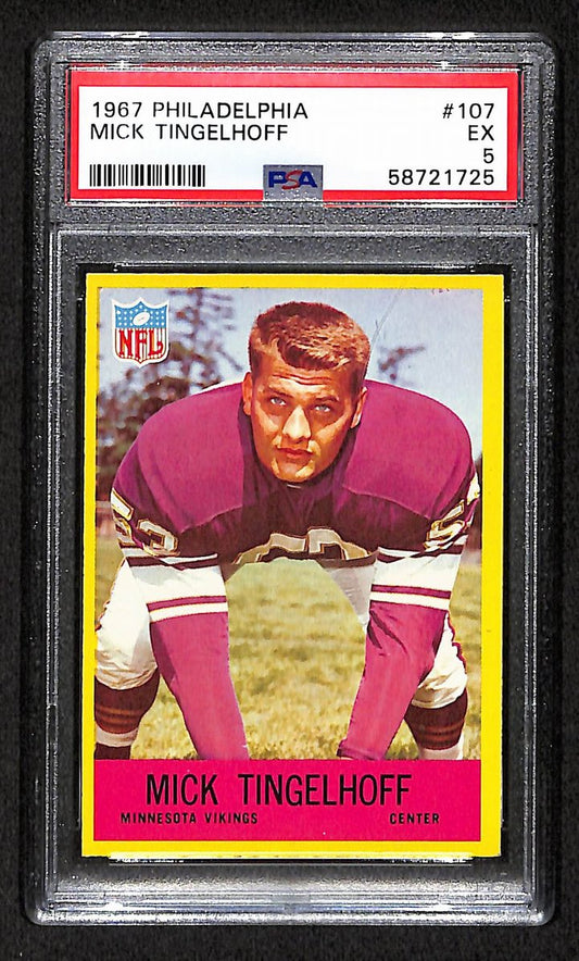 Mick Tingelhoff 1967 Philadelphia Card # 107 Minnesota Vikings PSA 5 BA207603