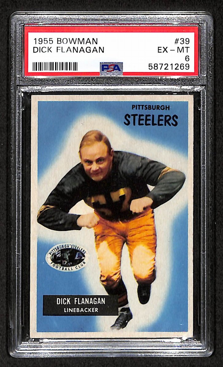 Dick Flanagan 1955 Bowman Card # 39 Pittsburgh Steelers PSA 6 BA207606
