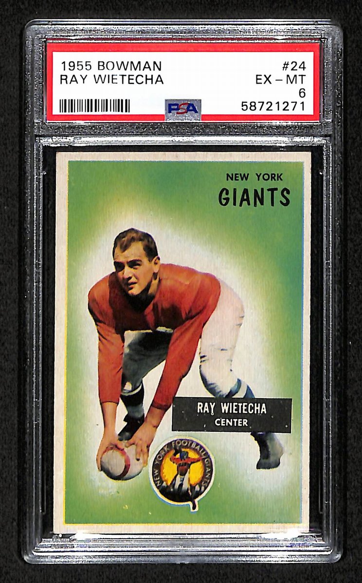 Ray Wietecha 1955 Bowman Card # 24 New York Giants PSA 6 BA207607