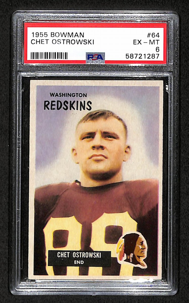 Chet Ostrowski 1955 Bowman Card # 64 Washington Redskins PSA 6 BA207609