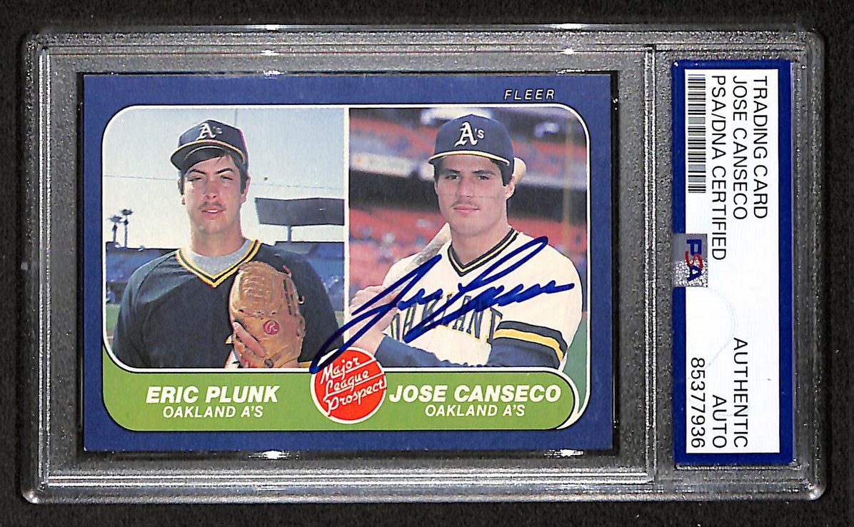 Jose Canseco 1986 Fleer Autographed/Signed RC Card # 649 A's PSA/DNA  BA207516