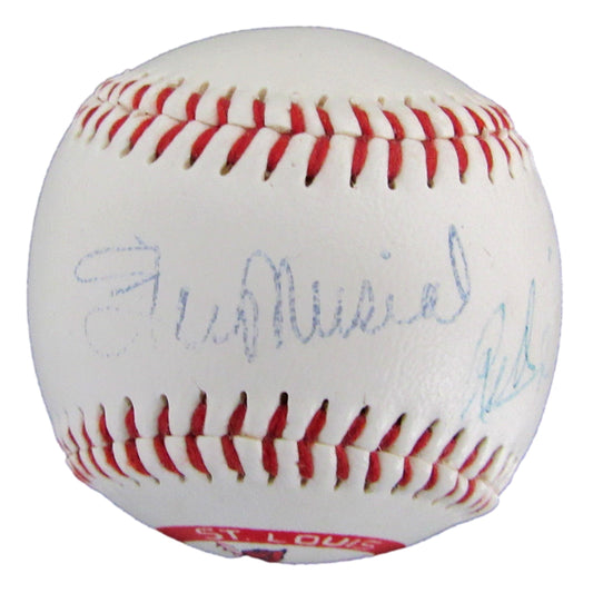 Stan Musial/Red Schoendienst HOF Signed/Auto Cardinals Logo Baseball JSA 207767