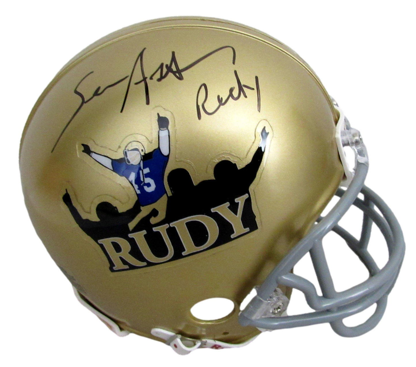 Sean Astin/Chelcie Ross Signed/Inscr Mini Helmet Notre Dame "Rudy" JSA 208020