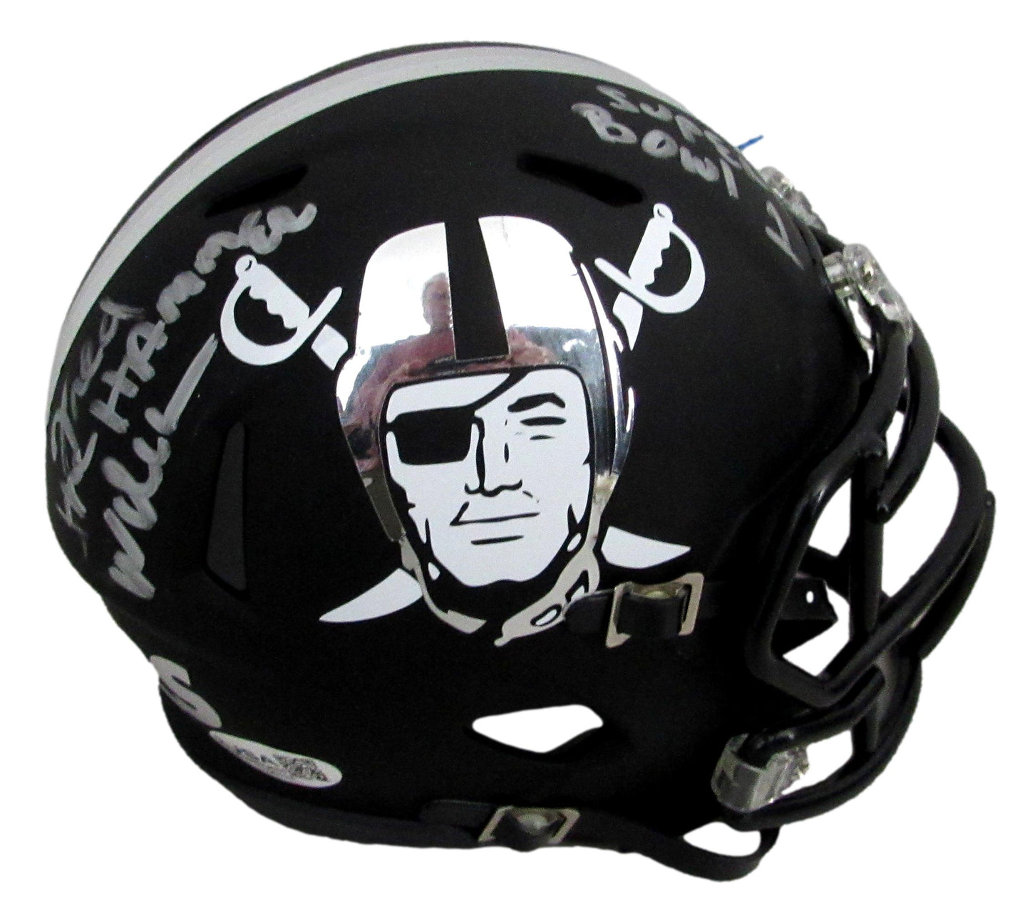 Fred The Hammer Williamson Signed/Inscr Mini Football Helmet Raiders JSA 208022