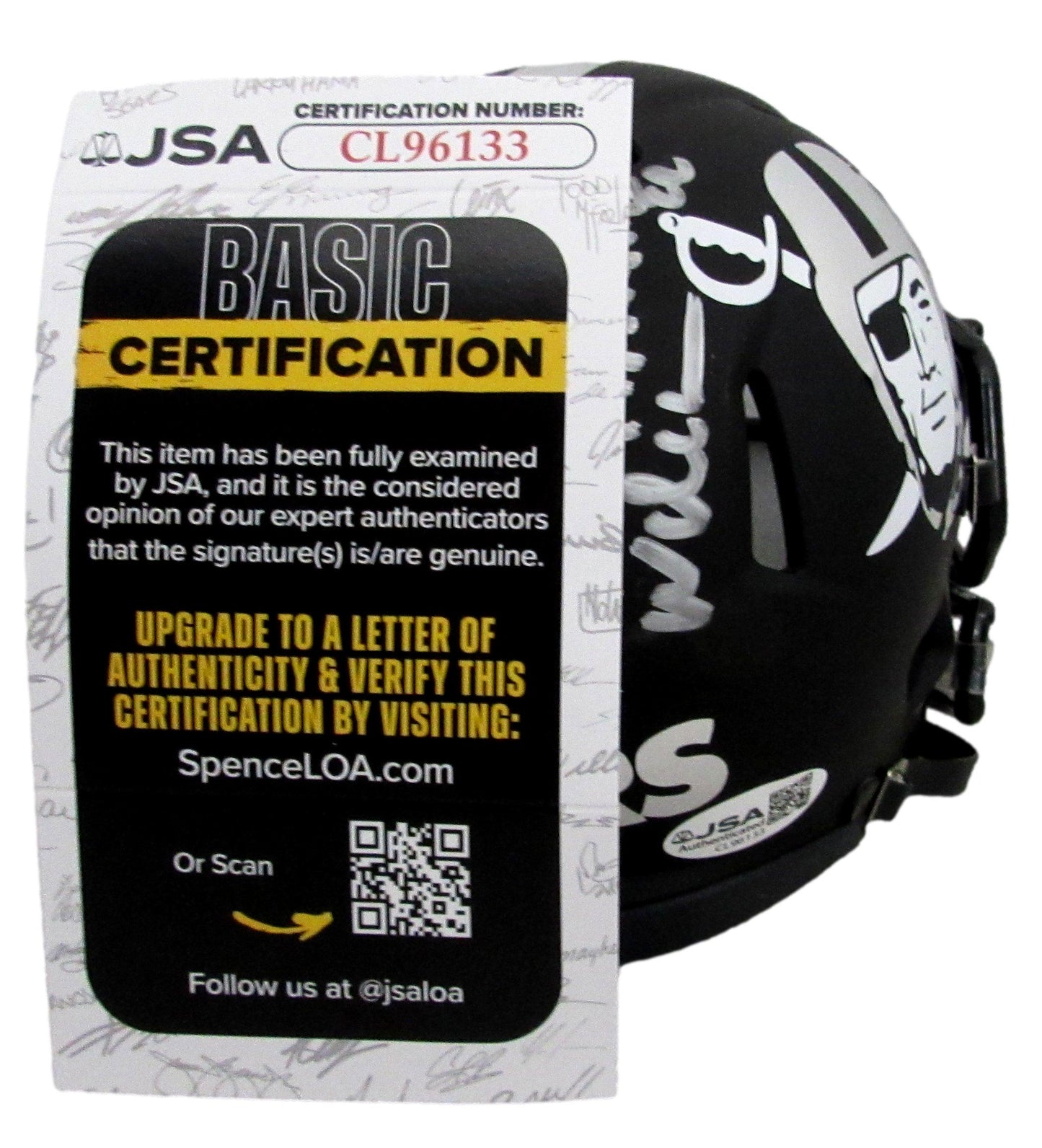 Fred The Hammer Williamson Signed/Inscr Mini Football Helmet Raiders JSA 208022