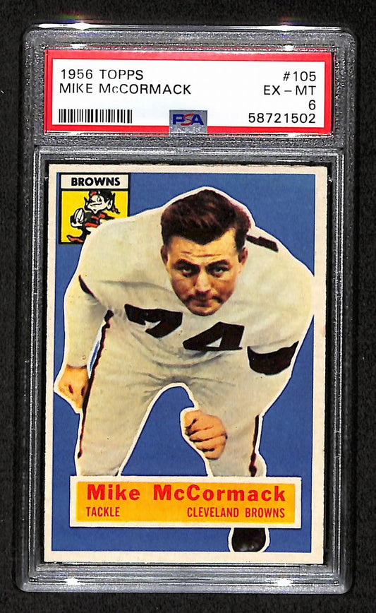 Mike McCormack 1956 Topps Card # 105 Cleveland Browns PSA 6 BA205009