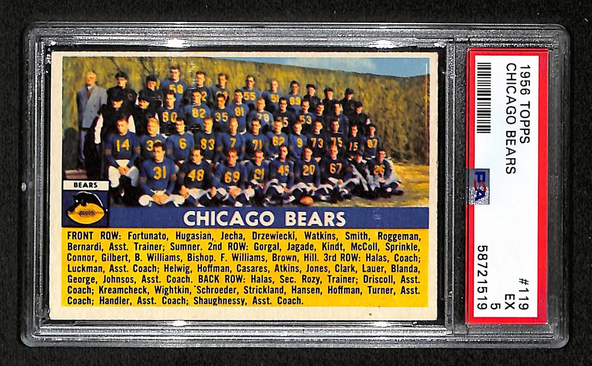 Chicago Bears 1956 Topps Card # 119  PSA 5 BA205012