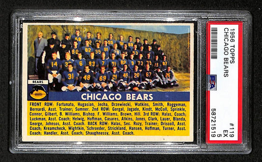 Chicago Bears 1956 Topps Card # 119  PSA 5 BA205012