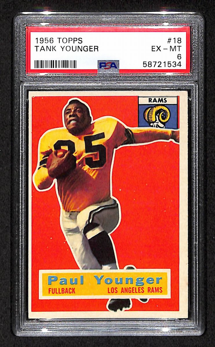 Tank Younger 1956 Topps Card # 18 Los Angeles Rams PSA 6 BA205017