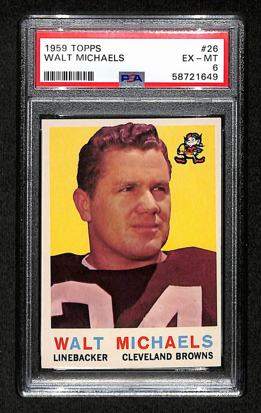 Walt Michaels 1959 Topps Card # 26 Cleveland Browns PSA 6 BA205022