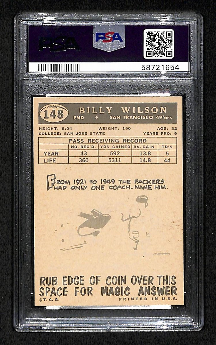 Billy Wilson 1959 Topps Card # 148 San Francisco 49ers PSA 6 BA205024