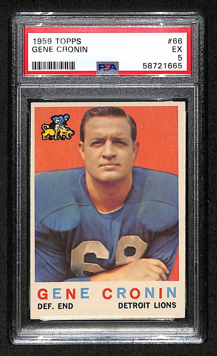 Gene Cronin 1959 Topps Card # 66 Detroit Lions PSA 5 BA205028