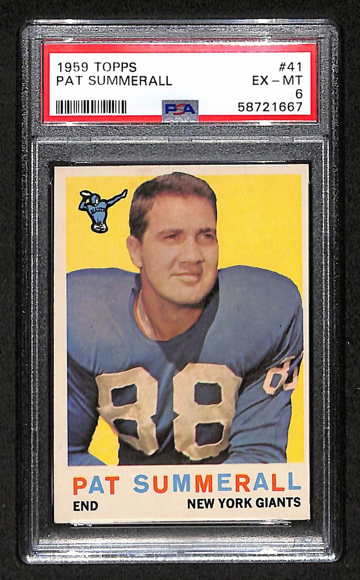 Pat Summerall 1959 Topps Card # 41 New York Giants PSA 6 BA205029
