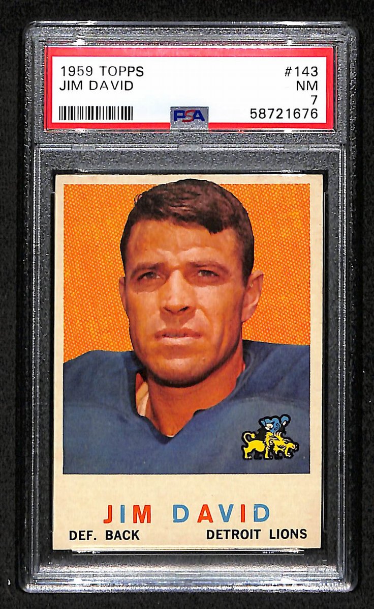 Jim David 1959 Topps Card # 143 Detroit Lions PSA 7 BA205034