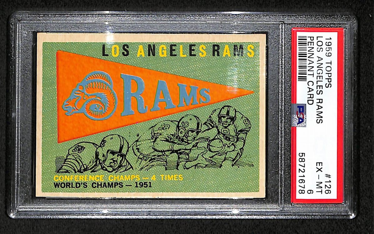 Los Angeles Rams 1959 Topps Card # 126  PSA 6 BA205035