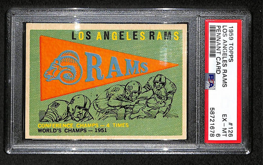 Los Angeles Rams 1959 Topps Card # 126  PSA 6 BA205035