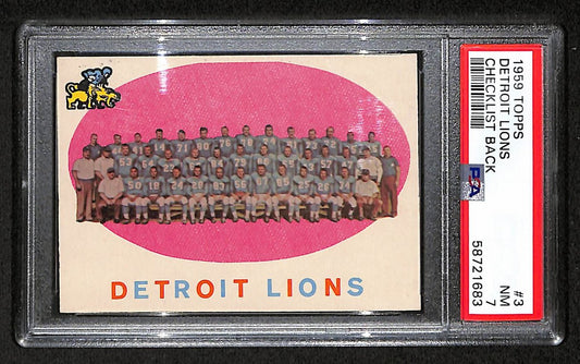 Detroit Lions 1959 Topps Card # 3  PSA 7 BA205037