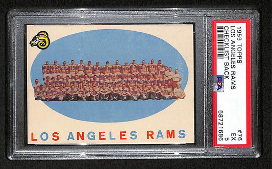 Los Angeles Rams 1959 Topps Card # 76  PSA 5 BA205040
