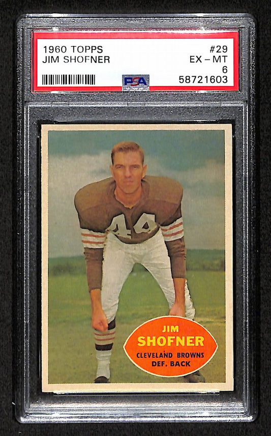 Jim Shofner 1960 Topps Card # 29 Cleveland Browns PSA 6 BA205046