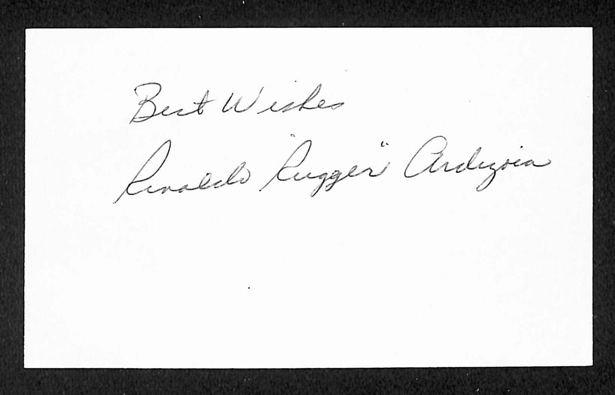 Rugger Ardizoia Yankees Autographed/Signed 3x5 Index Card JSA BA205712