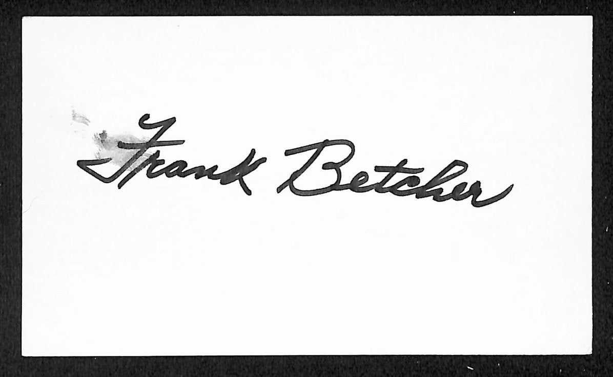 Frank Betcher Cardinals Autographed/Signed 3x5 Index Card JSA BA205721