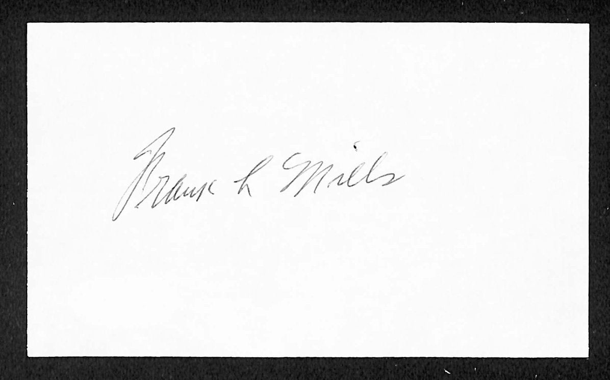 Frank Mills Cleveland Naps Autographed/Signed 3x5 Index Card JSA BA205722