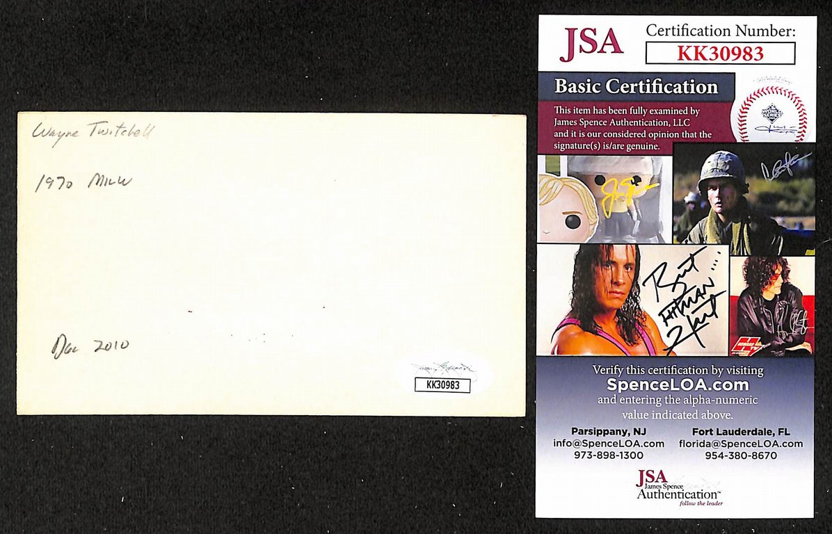 Wayne Twitchell Phillies Autographed/Signed 3x5 Index Card JSA BA205723