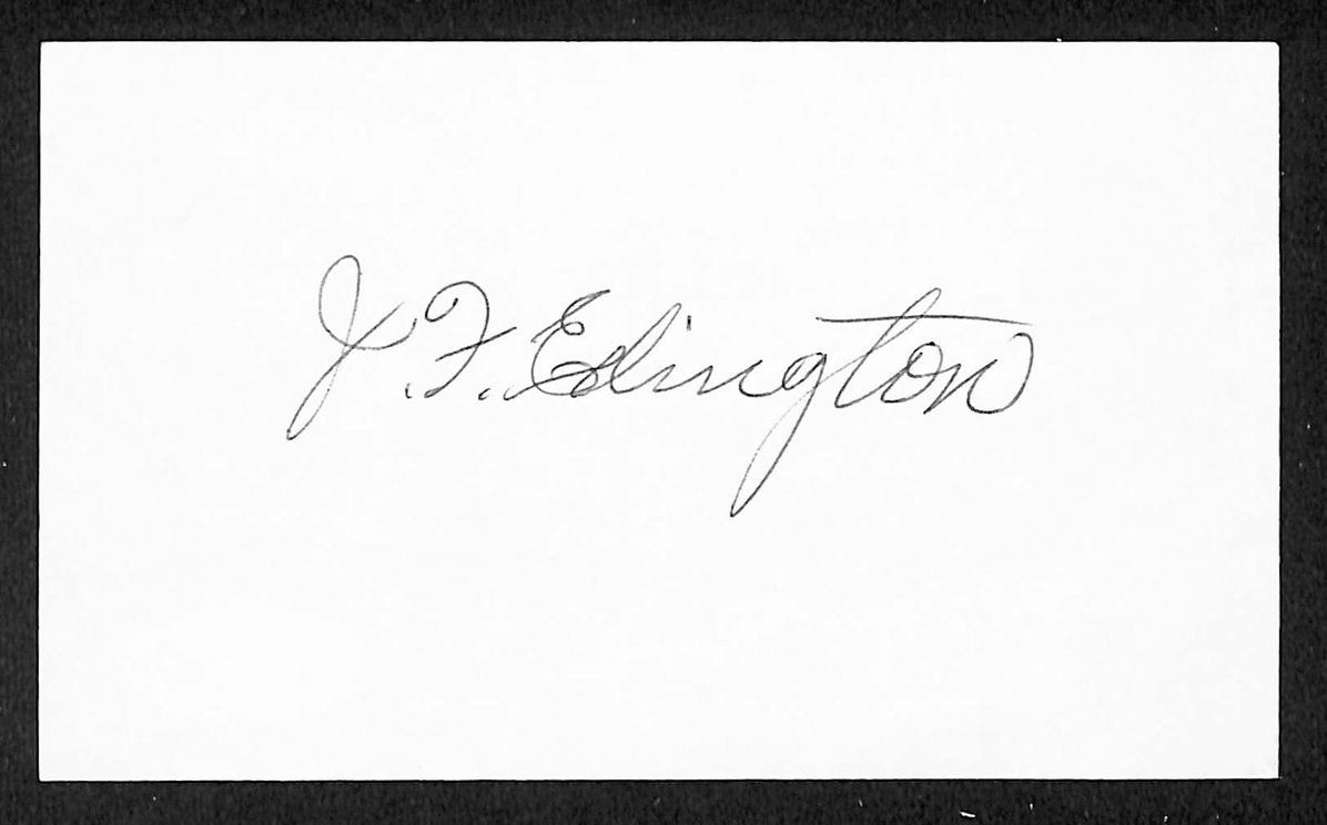 Stump Edington Pirates Autographed/Signed 3x5 Index Card JSA BA205726
