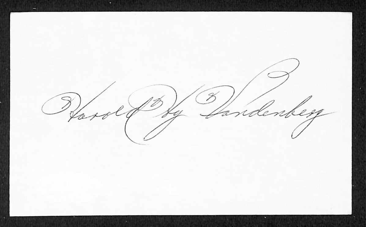 HY Vandenberg Giants Autographed/Signed 3x5 Index Card JSA BA205728