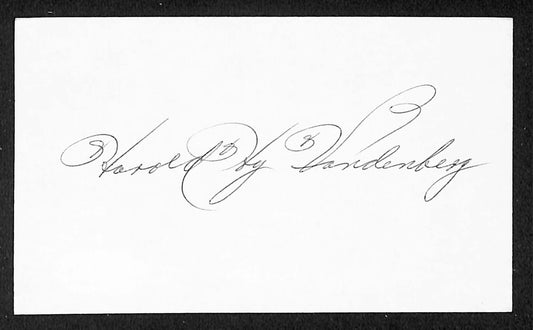 HY Vandenberg Giants Autographed/Signed 3x5 Index Card JSA BA205728